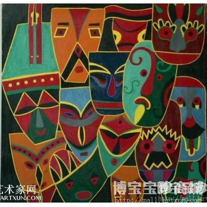 《面具》_成骞作品_漆画_年画_中国画 类别: 中国画/年画/民间美术