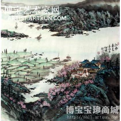 江南春色 山水画 何健作品 类别: 国画山水作品